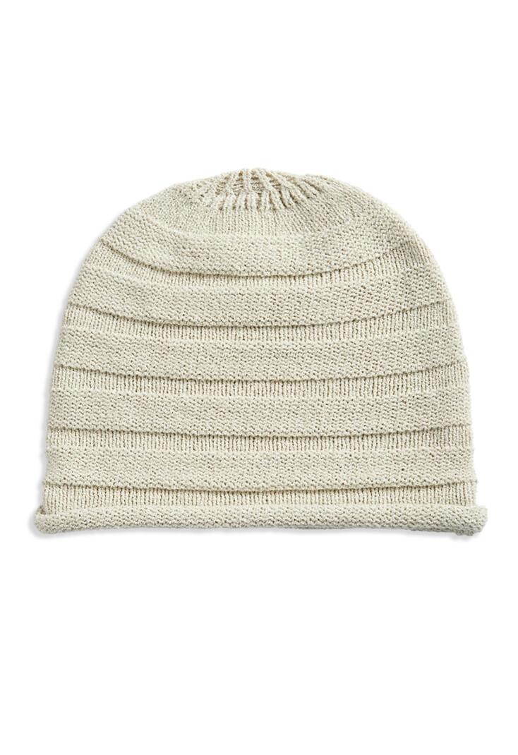 ROLLED RIDGE BEANIE, BEIGE
