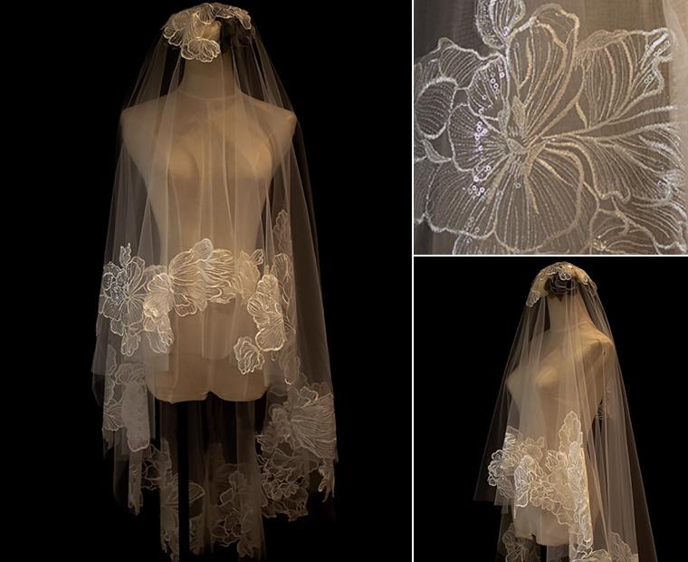 베일114레이스 꽃 베일 셀프 웨딩베일 면사포 롱 베일  제주도 스냅 촬영 본식베일