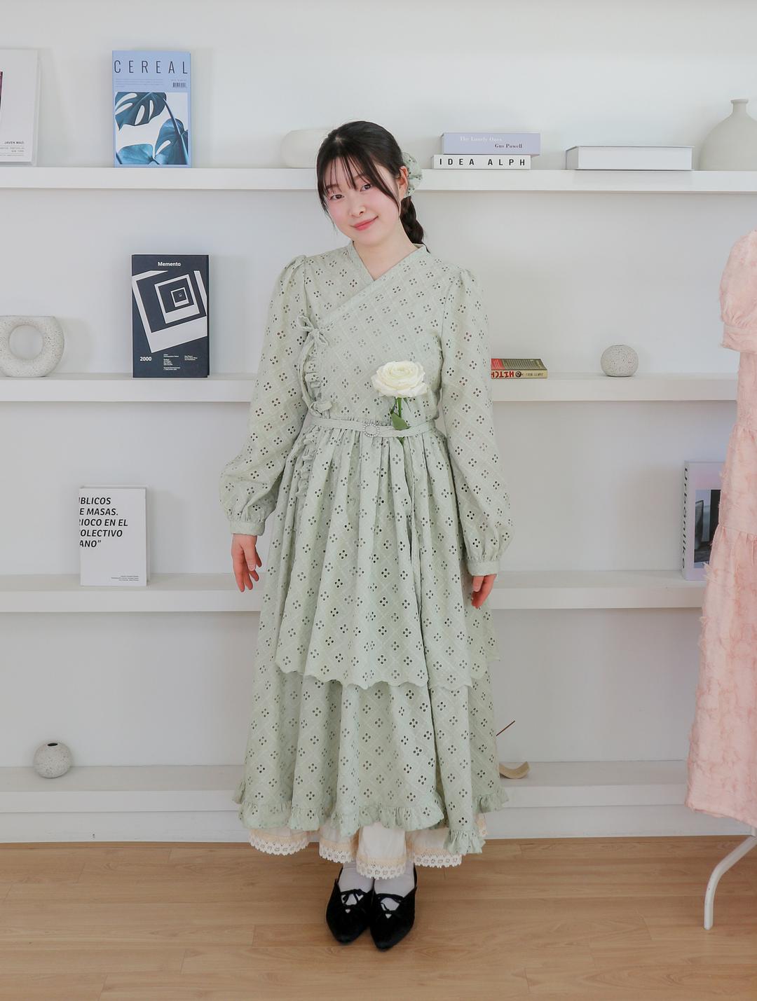 26.민트 레이스 철릭 슬릿원피스