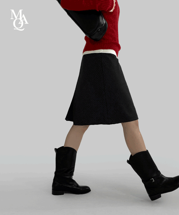 매니크 [단독] [MNQ MADE] 나오미 스트라이프 미디 스커트(봄신상)