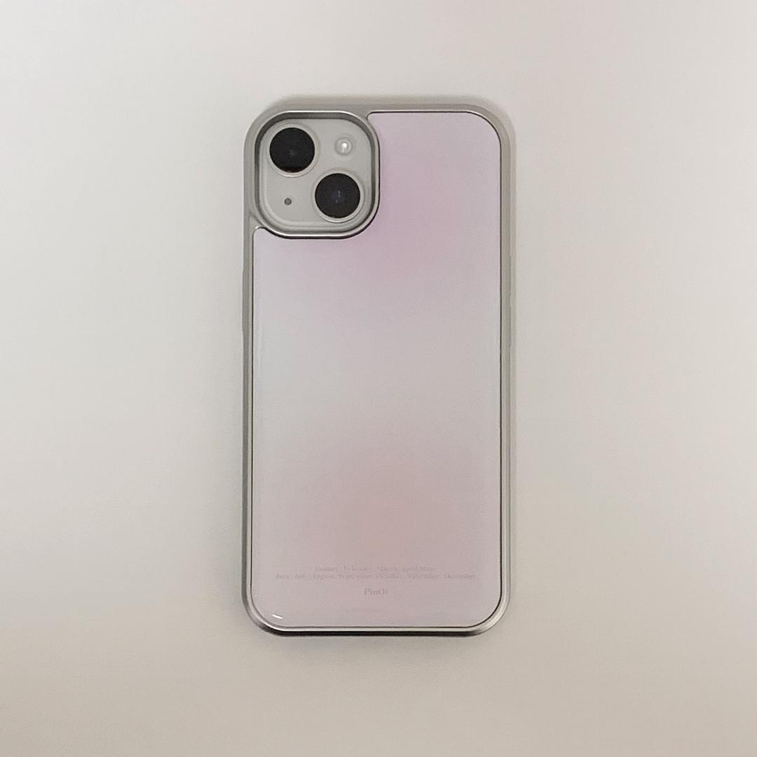 Pink ink epoxy phone case (silver)