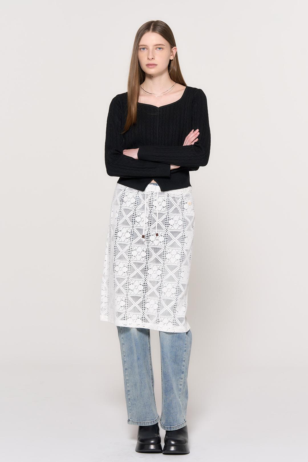 제너럴아이디어 WOMAN 멀티 케이블 슬릿 풀오버 [BLACK]