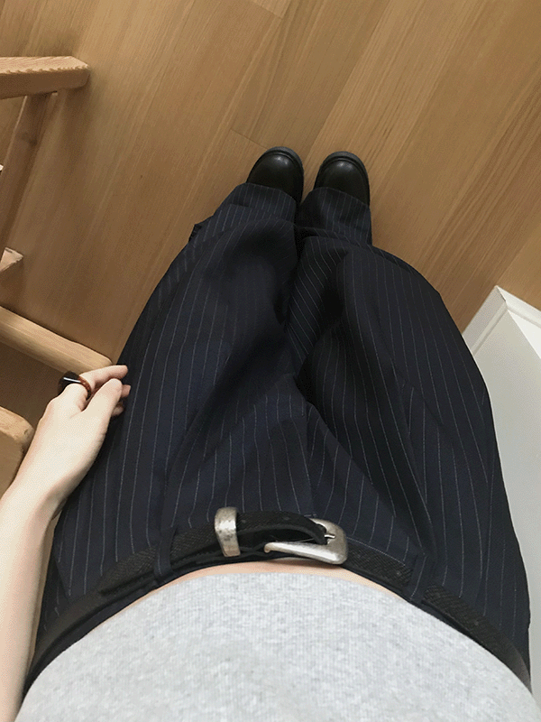 블렘토 햄 턱 스트라이프 슬랙스