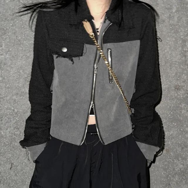 믹스 트위드 카라 블루종 자켓(2color)