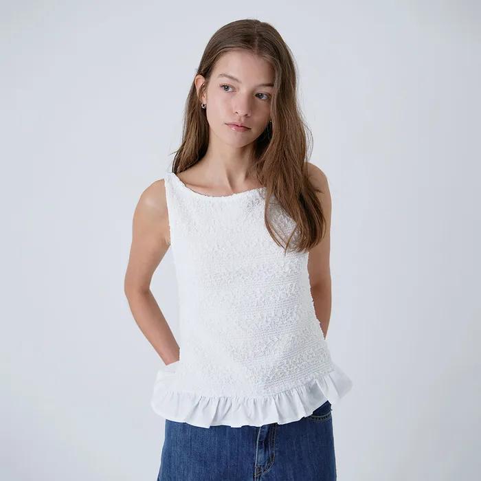 [3rd] Bella Ruffle Sleeveless (White)