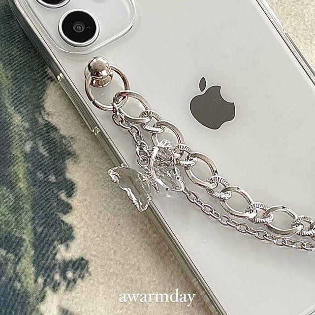 Crystal butterfly strap case 나비 체인 스트랩케이스 갤럭시S22케이스 아이폰스트랩 아이폰14케이스 아이폰나비케이스 나비케이스