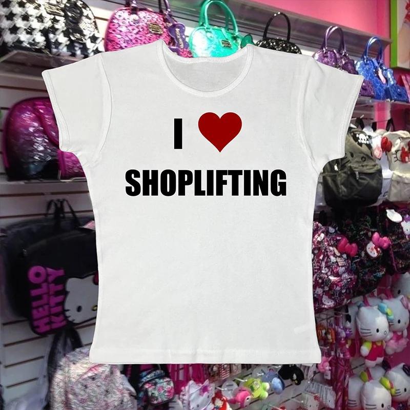 고딕 이모 소녀 귀여운 아기 티, 슬림 미적 레터 프린트, 그런지 펑크 스트리트웨어 크롭 탑, Y2k 의류, 2000 년대 빈티지 여성 티