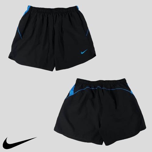 나이키 00s 블랙 블루 스우시 나이키핏 폴리 반바지 하프팬츠  SIZE 27-29
