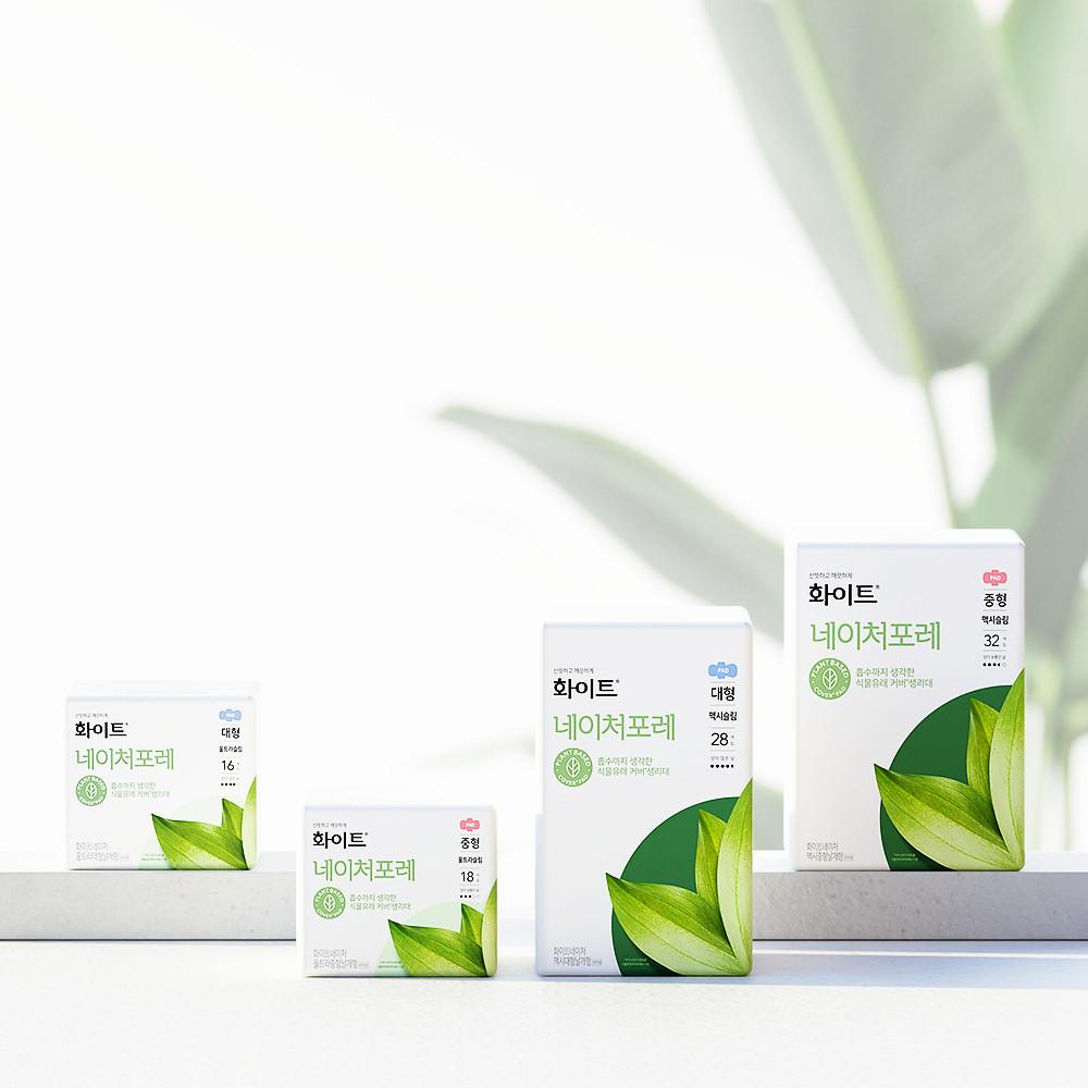 화이트 네이처포레 울트라슬림 생리대 중형 18매 2EA+2EA