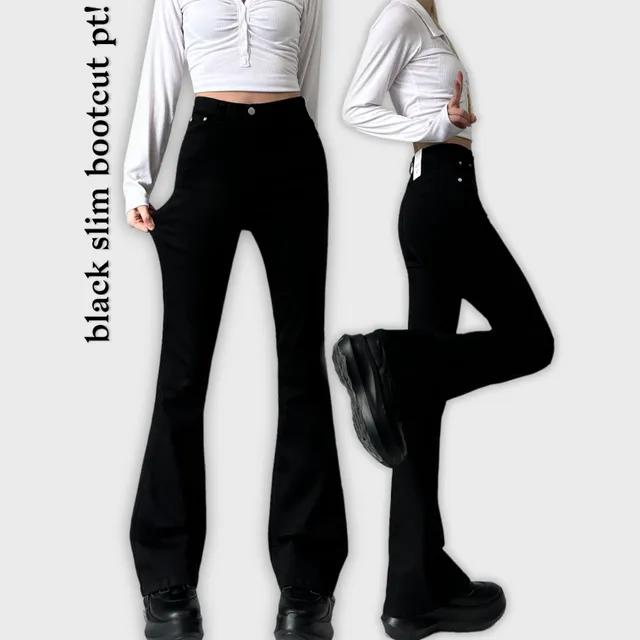 🖤숏ver추가🖤*체형보정*[S~2XL] black slim bootcut pt!