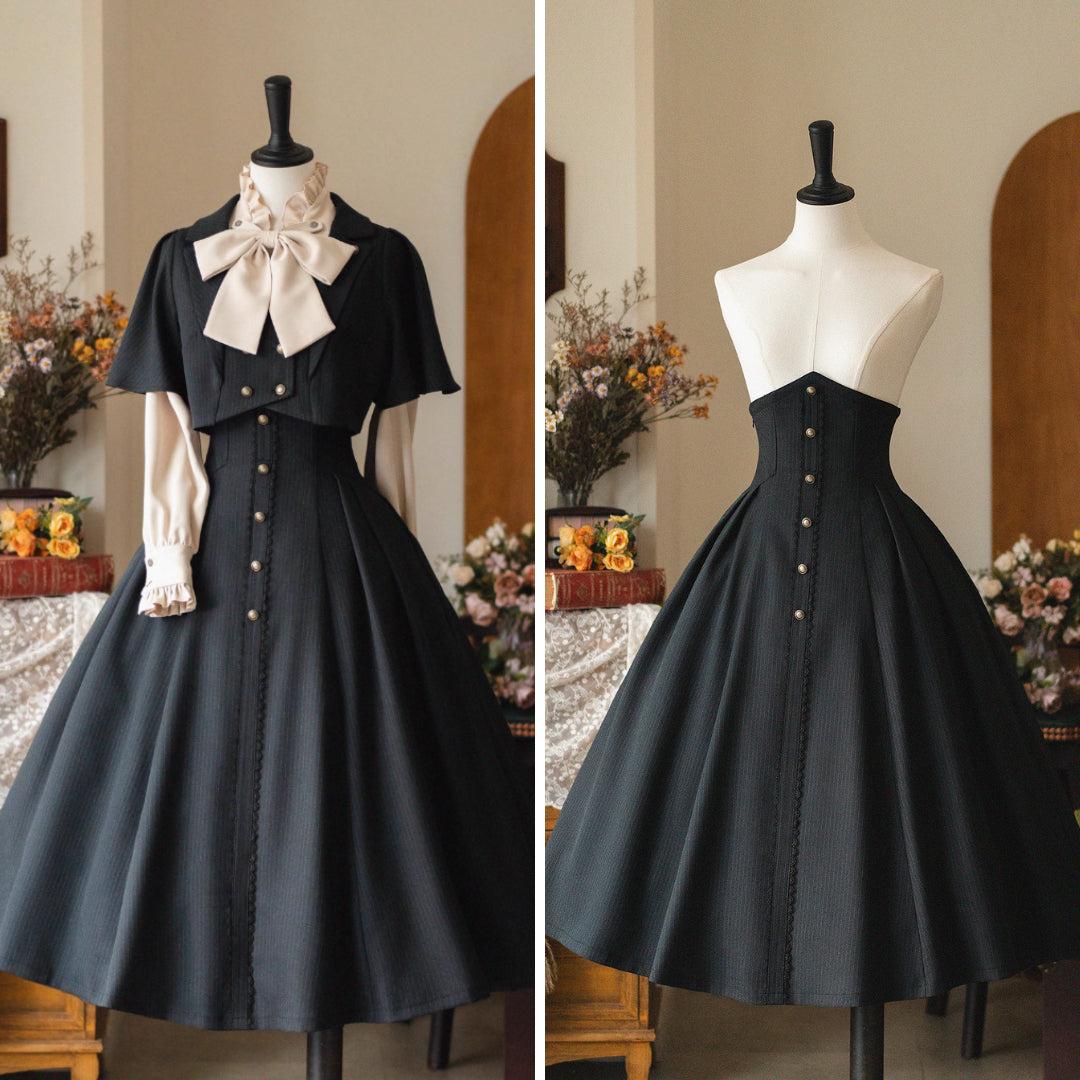 英国のお嬢様のショートジャケットとコルセットスカート - Black[2025年3月上旬-3月下旬発送予定] - ショートジャケット / Sサイズ