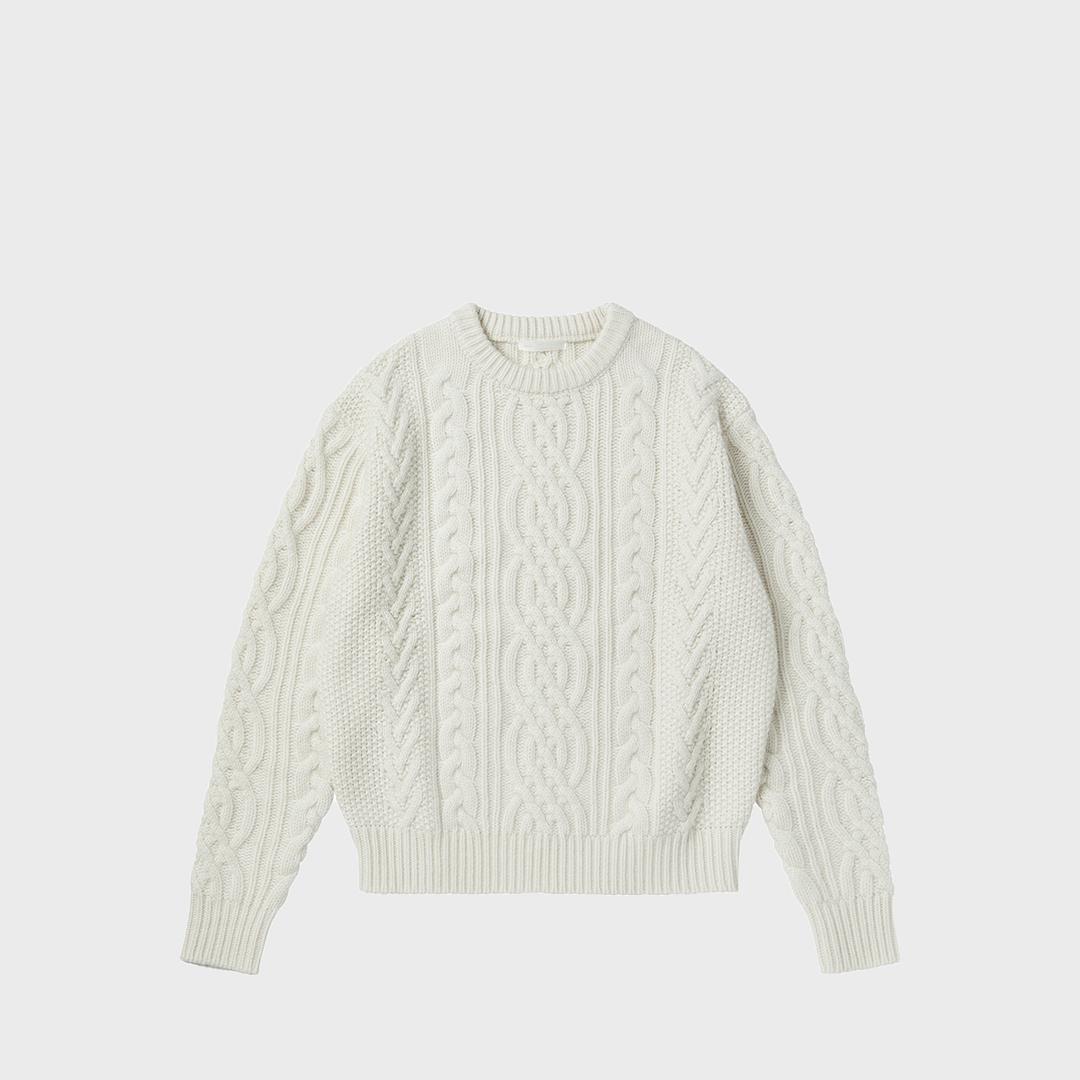 [10/13 발송] HEAVY CABLE SWEATER (Ivory)