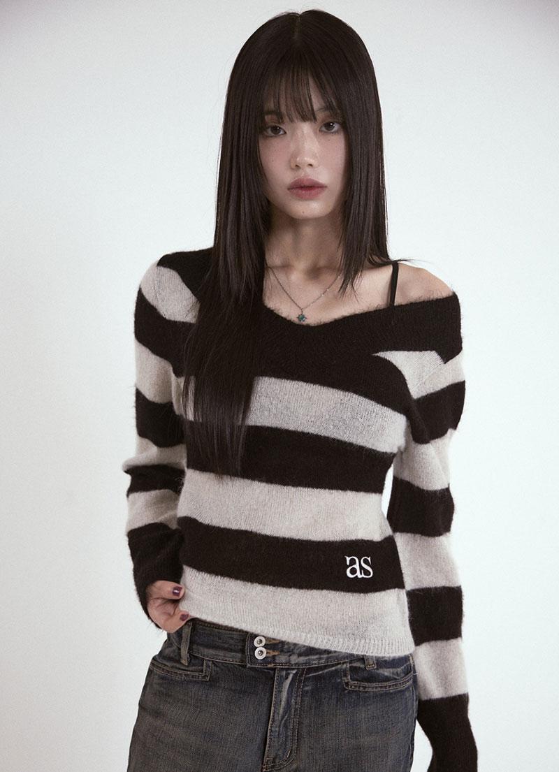 PONY STRIPE KNIT / BLACK