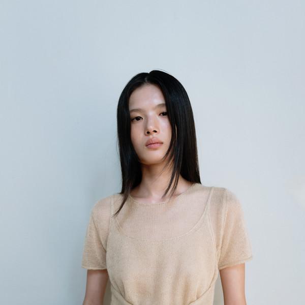 Mohair wrap sleeveless (yellow / khaki / dark gray)