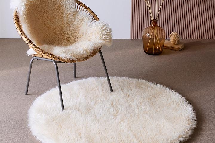 [단독][10%쿠폰] 장모 에코퍼 양털 양모 원형 러그 카페트 4size 6color