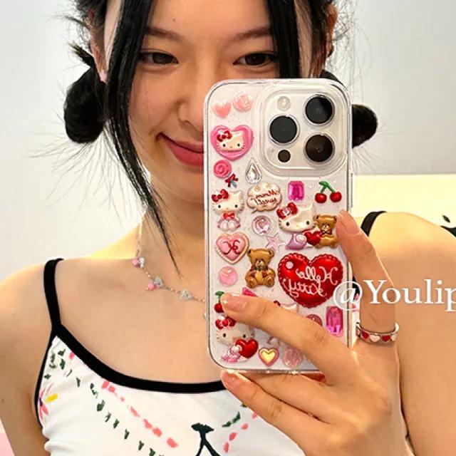 [당일발송!] 키티 글리터 입체 아이폰케이스 / 키치 아이폰 케이스 키티케이스 헬로키티케이스 아이폰키티 키티아이폰 아이폰헬로키티 헬로키티아이폰 입체케이스 폰케이스 y2k