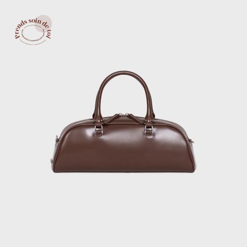 하프문 볼링백 토트 다크브라운