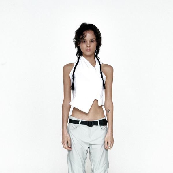 Draped Collar zip Shirt