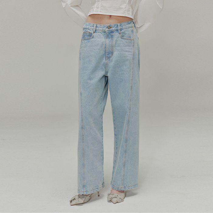 Low rise wide denim pants_Light indigo