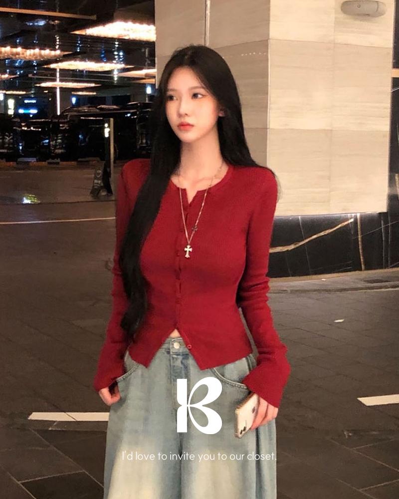 베이델리 [MADE/슬림핏]페리 골지 라운드 니트 가디건