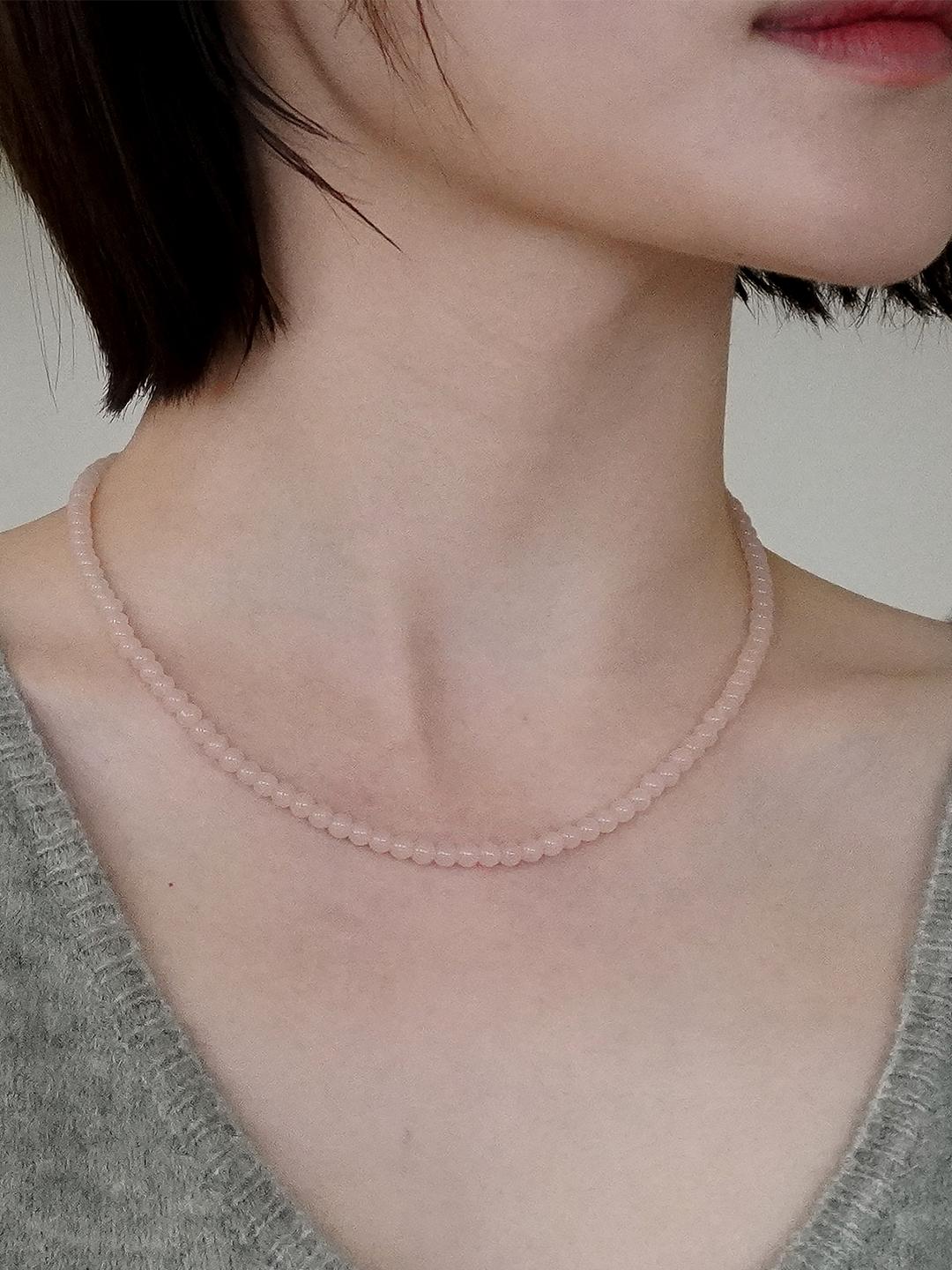 Pink glass necklace #N019