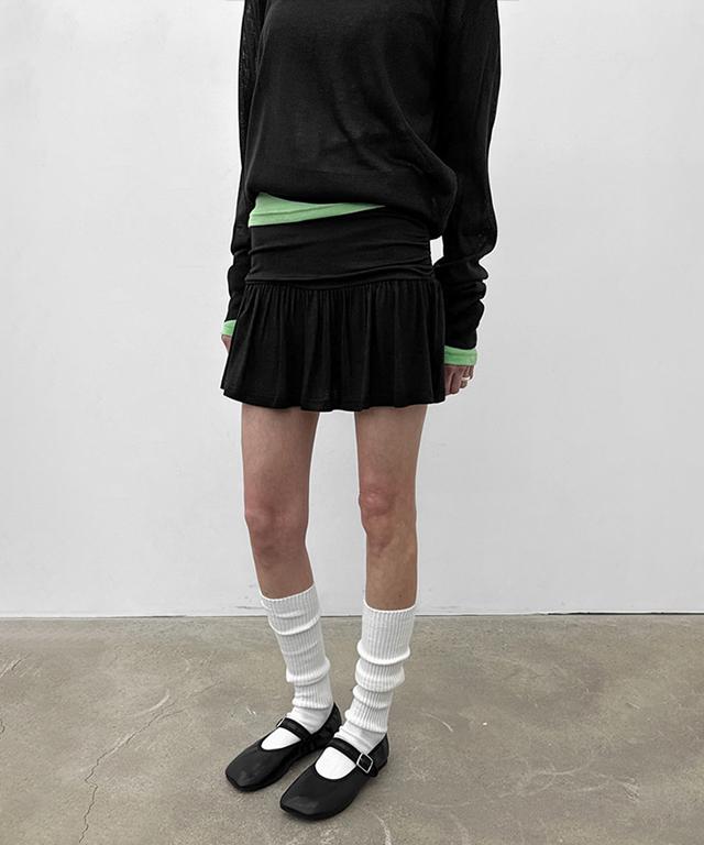 블랙업 포프리 셔링 미니 스커트팬츠