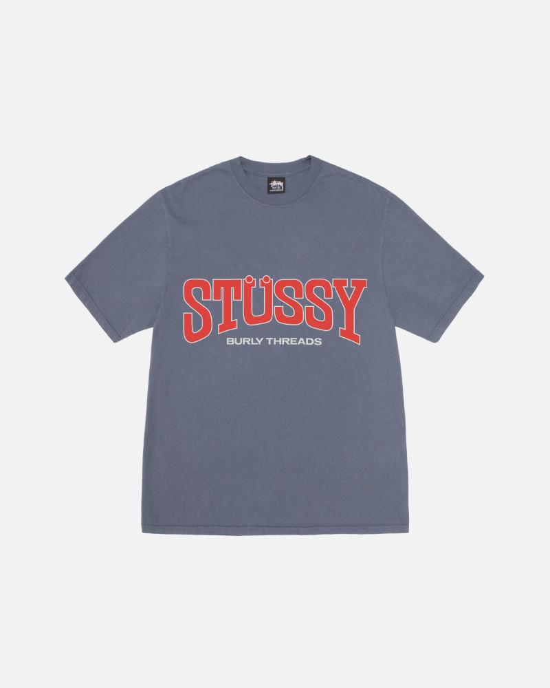 스투시 BURLY THREADS TEE PIGMENT DYED 피그먼트 다이드 반팔티 인디고