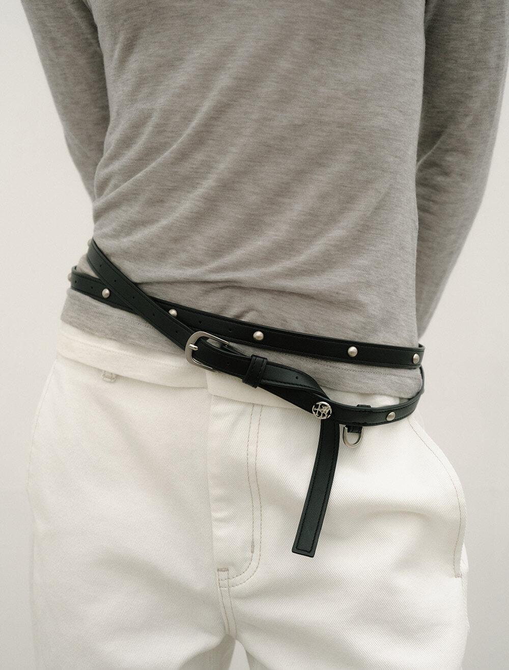 [7th REORDER] STUD LONG BELT [BLACK]