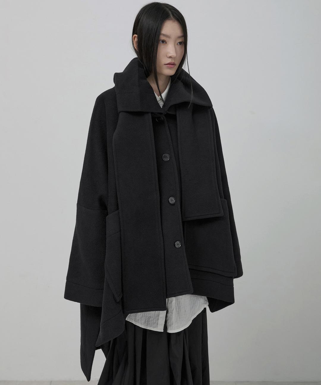 [10/23일 예약발송] Wool Muffler Coat (FL-051_Black)