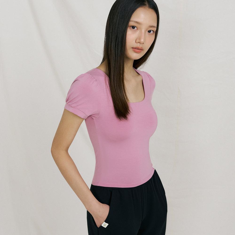 반다 소프트 스퀘어넥 퍼프 크롭탑