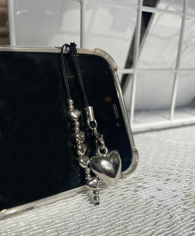 (1+1) 실버 하트 참 + 줄줄이 하트 키링