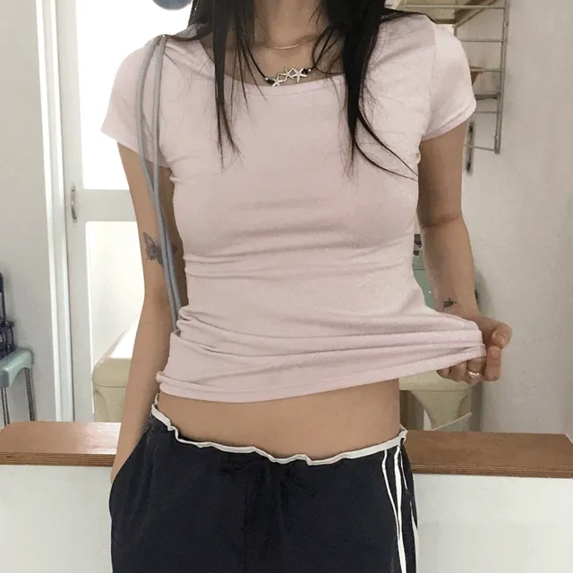 뮤에 베이직 라인 반팔 티셔츠