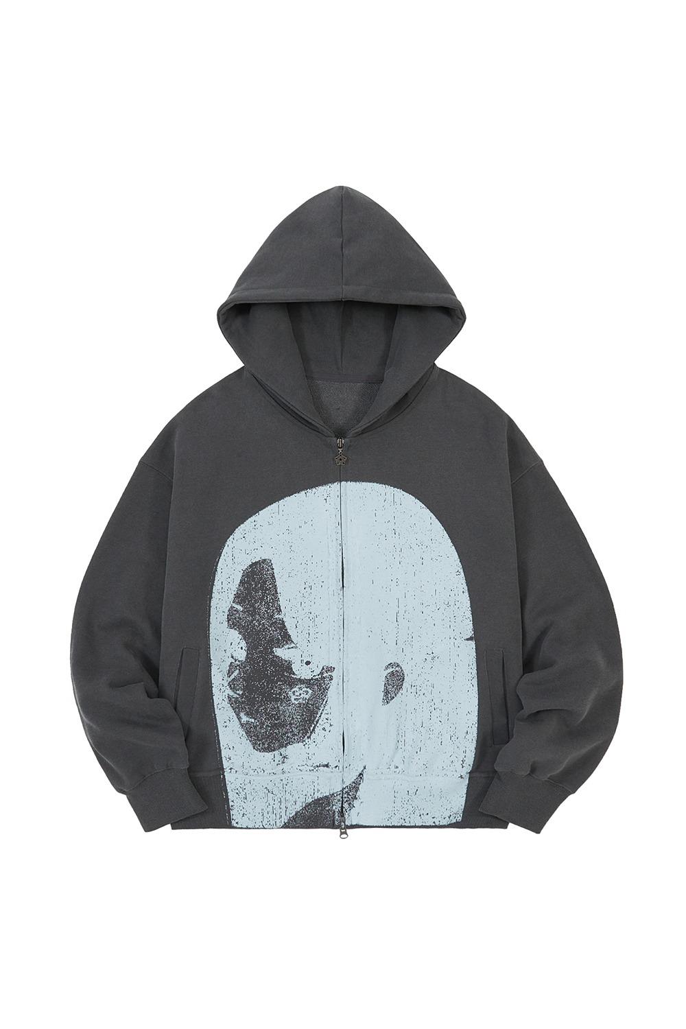 [한정판] ULKIN X LEE YELIN Artist Calm water Zip-up Hoodie_Charcoal