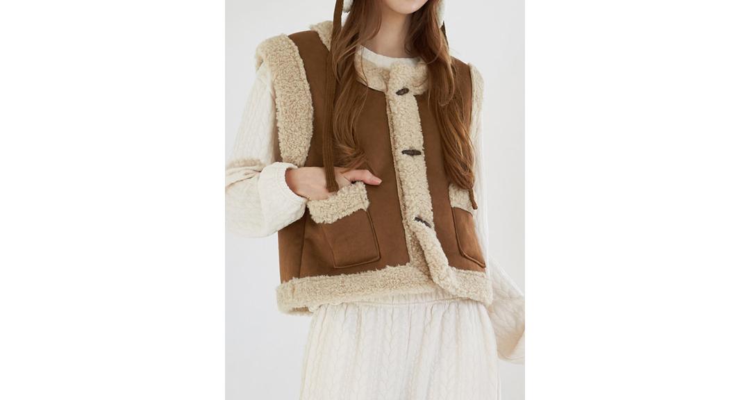 밀리 토글 버튼 시어링 양털 무스탕 베스트 FL12VT170 - 버킷스토어