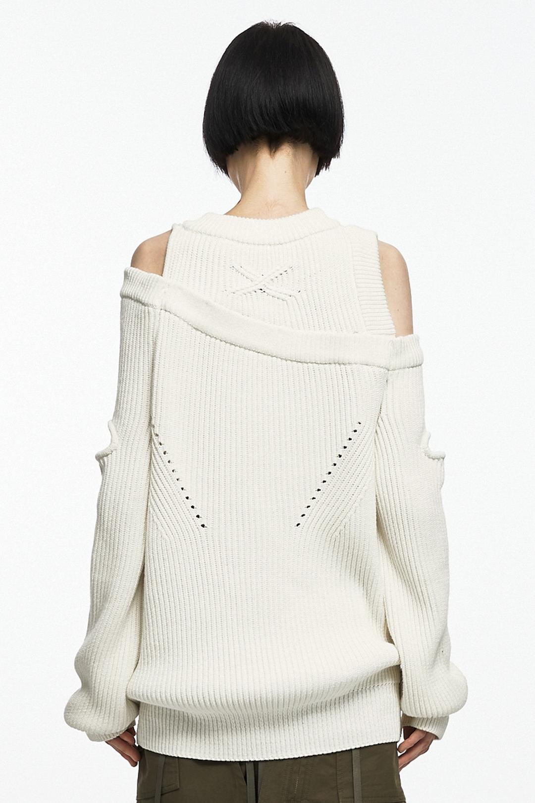 ASYMMETRIC LAYERED KNIT (UNISEX) DUSTY BEIGE