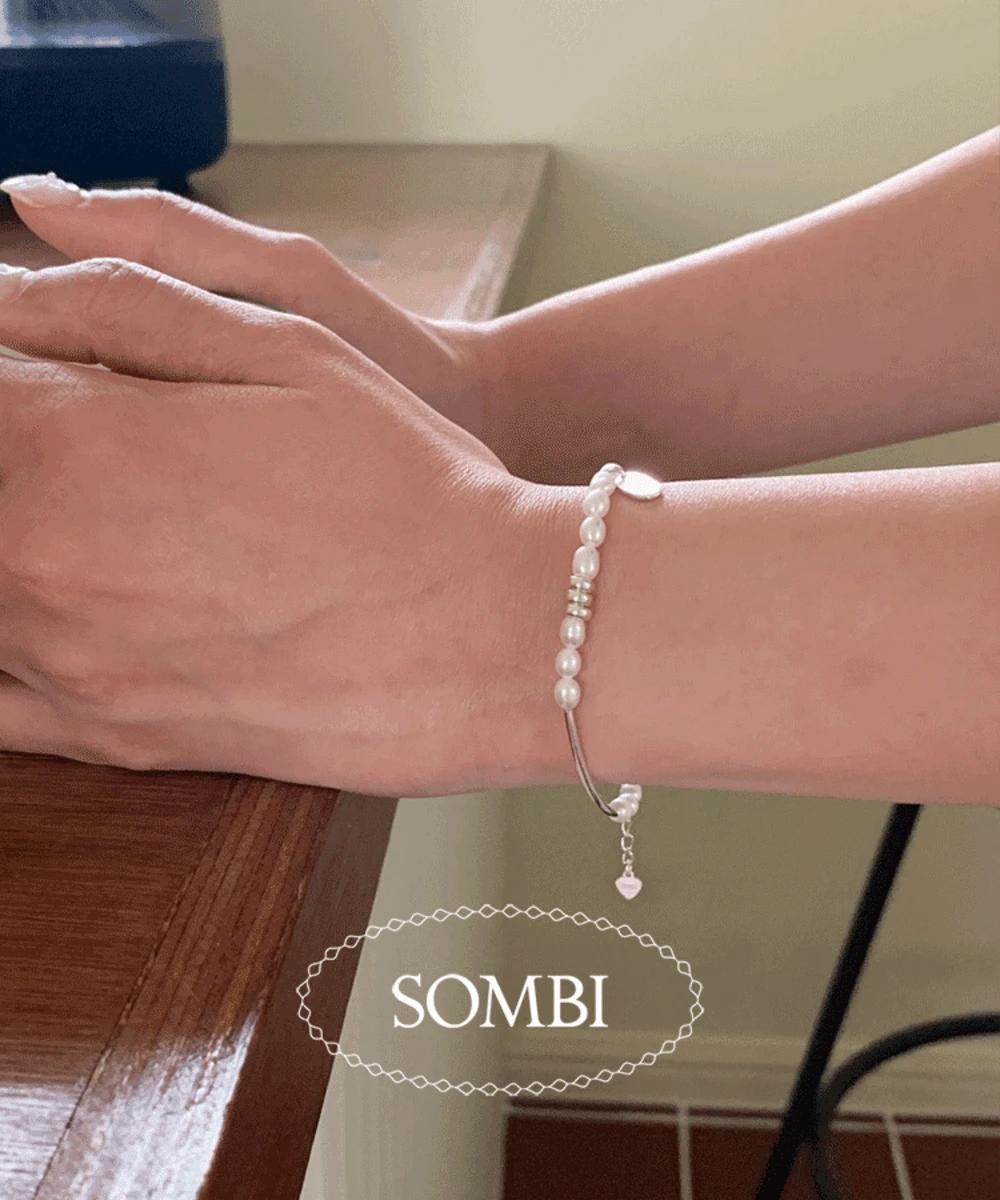 [SOMBI/silver925]  모리 담수진주 실버 파이프 팔찌
