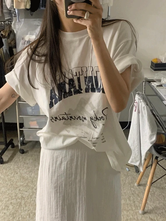 [아이보리 당일]마운틴 오버핏 반팔 티셔츠