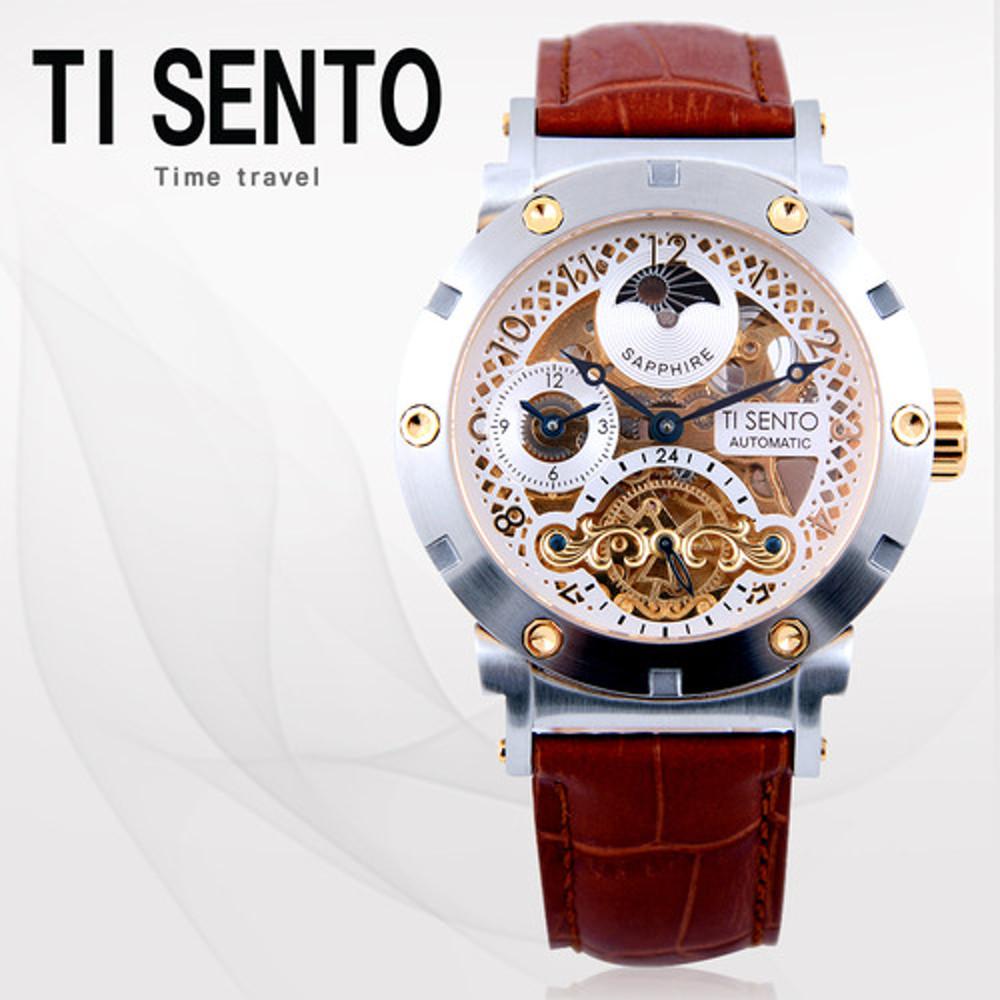 [티센토시게 TISENTO] TS50051GDBR 남성용 가죽밴드시계 [한국본사정품] [백화점A/S접수]