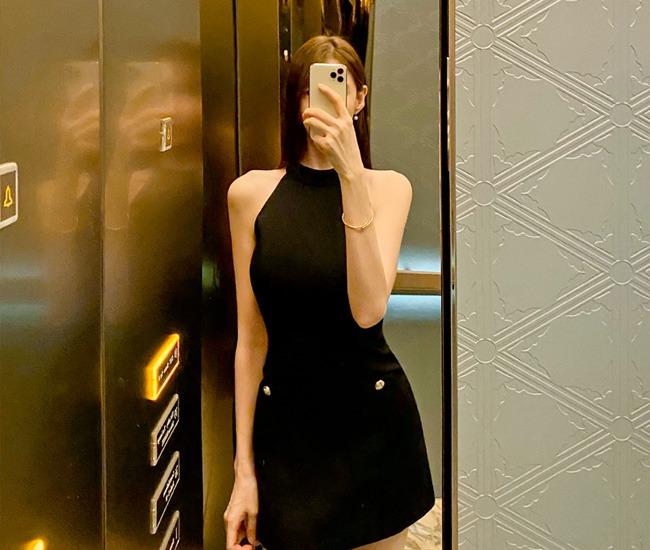 [수입] 로딘 홀터 트위드 원피스