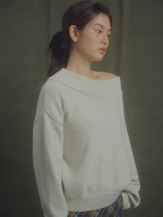 DEWY OFF SHOULDER KNIT_OAT CREAM