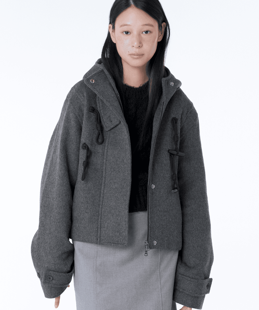 Duffle hoodie short coat CHARCOAL