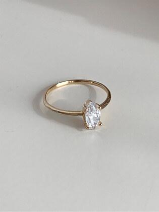 14k White Oval Ring
