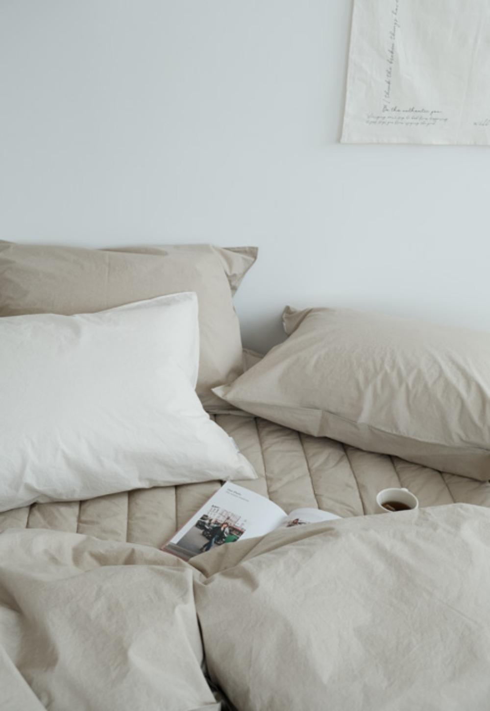 데일리 60수 고밀도 면 침구세트 SS/Q - 베이지