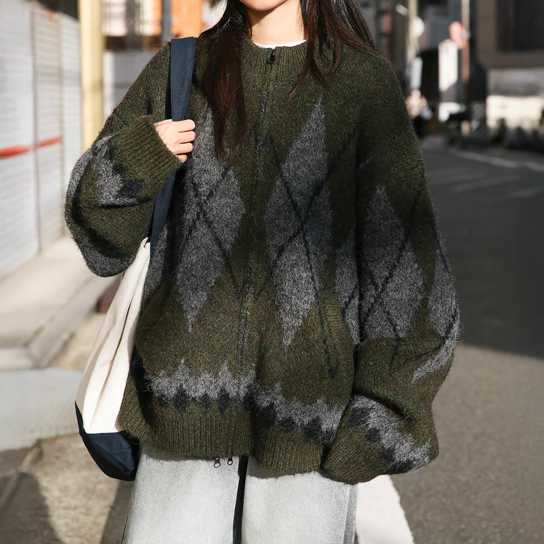 Lw Argyle 2way Zip-up