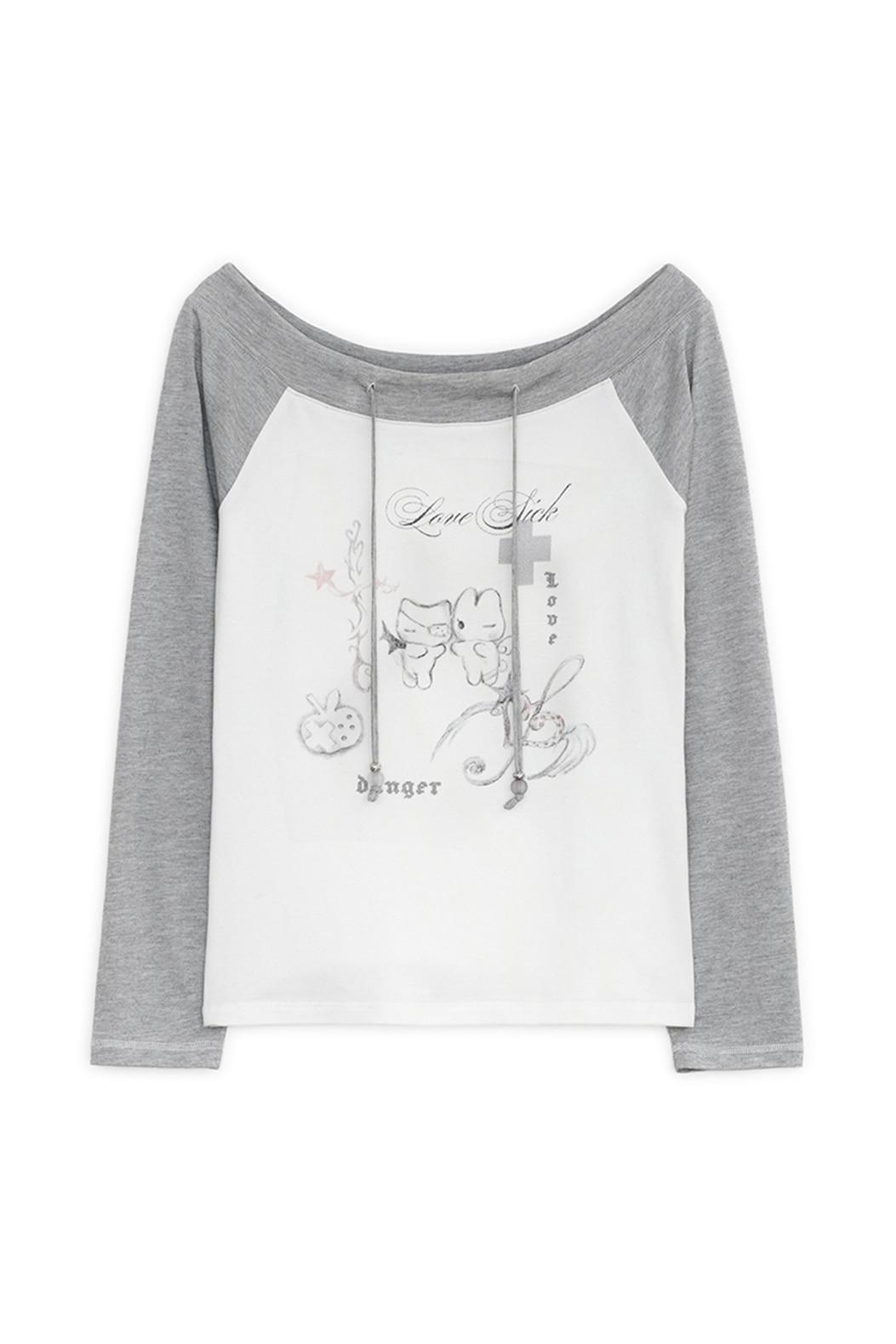 [12월 24일 출고] Love sick drawing off-shouler top (Ivory)