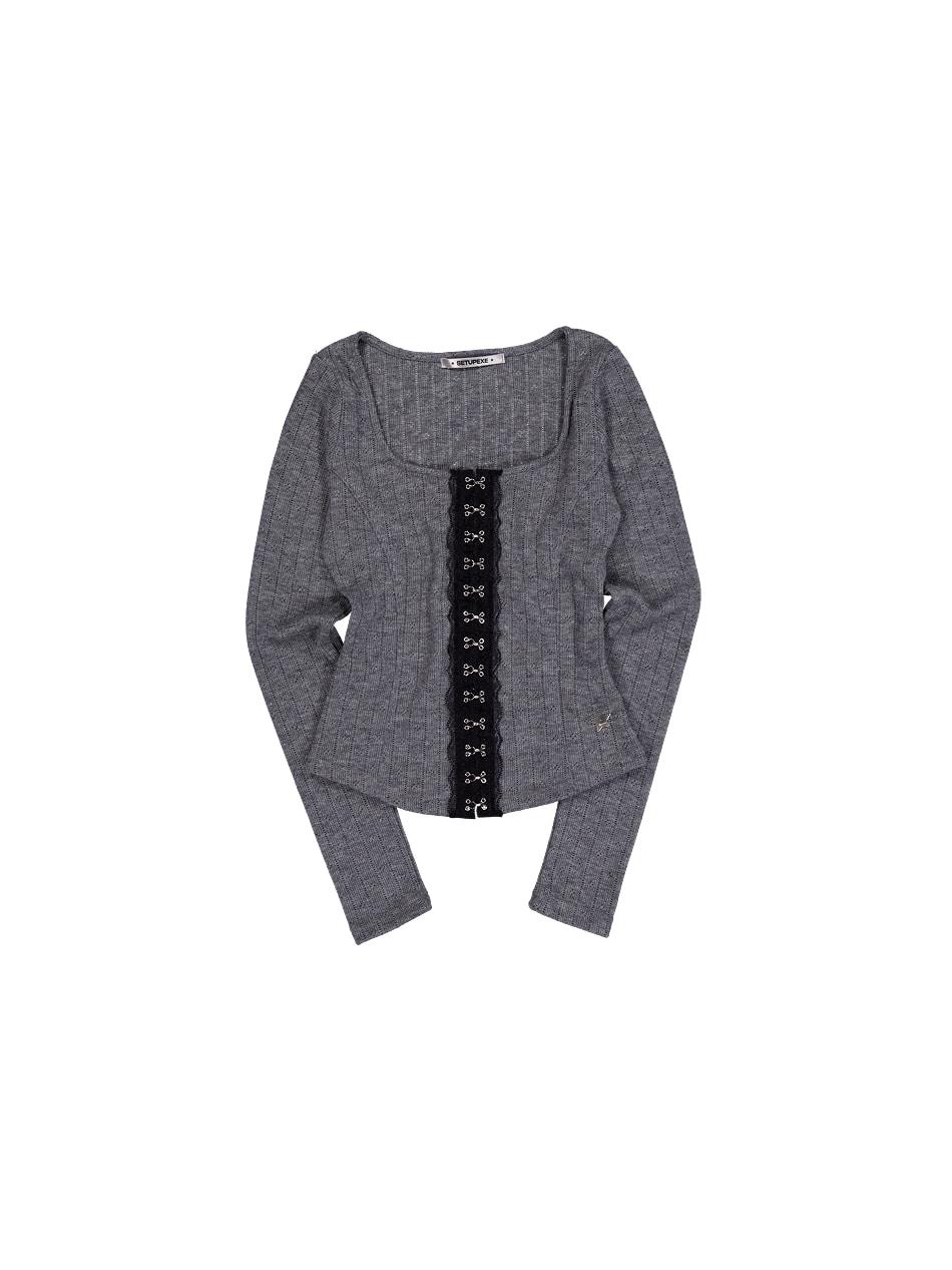 HOOK LONG SLEEVE TOP / CHARCOAL