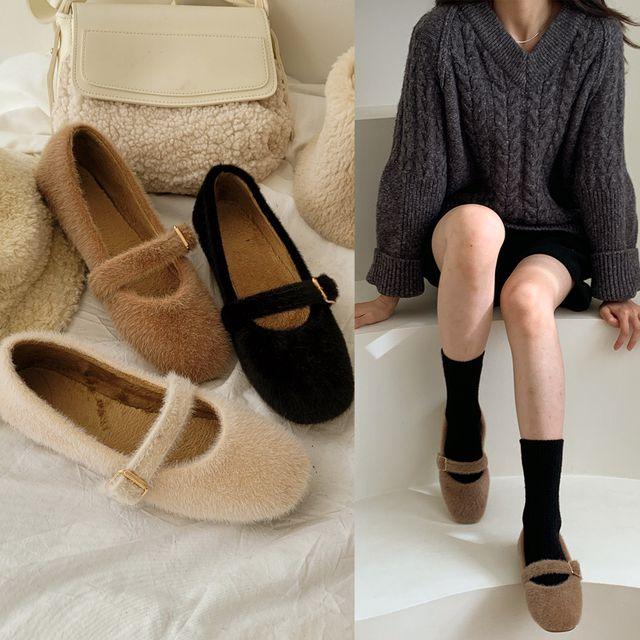 인기신상 뽀송 메리제인 플랫(225~245) 1만족 판매 포근한 겨울슈즈 슬리퍼 털플랫 털 단화 퍼운동화털부츠