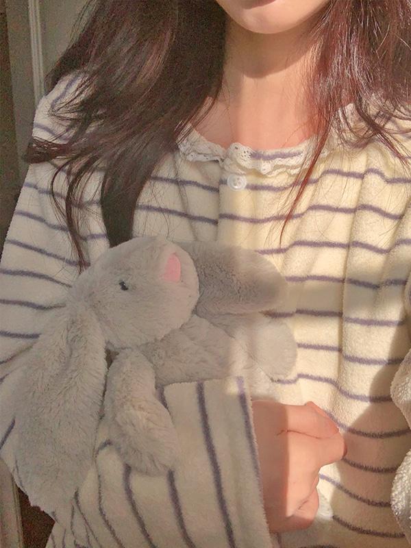 마쉬멜로 도톰 극세사 긴팔 상하세트 파자마 수면 잠옷