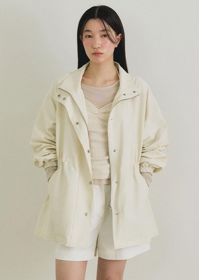 high neck string jumper-cream