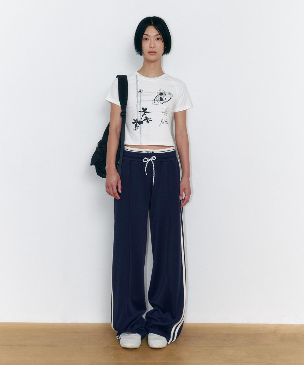 니트배색 트랙팬츠 네이비